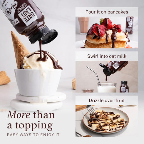 1Squeeze (17oz) Date Lady Chocolate Syrup | Sweetened Only with Dates | Organic, Vegan, Kosher and Dairy Free | Drizzle