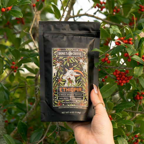 Pack, 4 oz Pack 5 Bones Coffee Company NEW World Tour Sample Single-Origin Flavored Coffee Low Acid Medium Roast