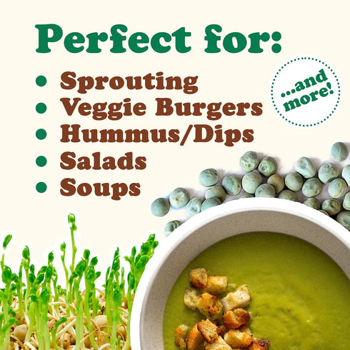 4 Food to Live Whole Dried Green Peas, Pounds Green Vatana, Sproutable, Vegan, Kosher, Bulk. Pre-Soak Needed. Rich