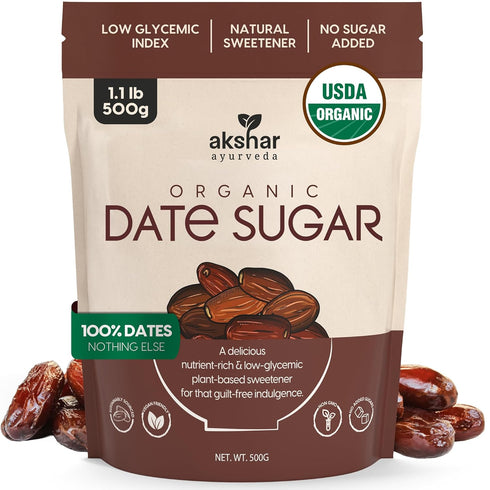 AKSHAR Ayurveda - Organic Date Sugar, Raw Organic Sugar Alternative for Baking