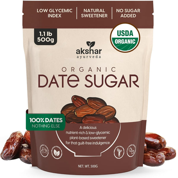 AKSHAR Ayurveda - Organic Date Sugar, Raw Organic Sugar Alternative for Baking