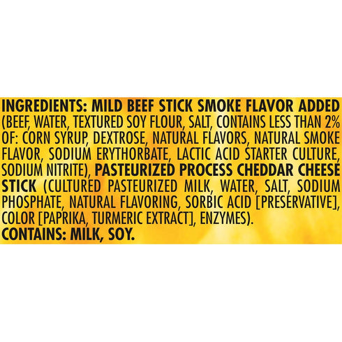 3.0 oz. (18 Count) Slim Jim Beef 'N Cheese Smoked Meat Sticks, Mild Flavor, High Protein
