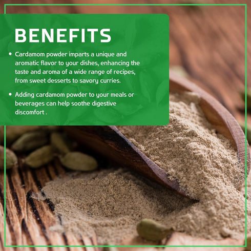 Organic Ground Cardamom Powder, 3.5 Ounce Bag, Premium Aromatic Non-GMO by Jiva Organics