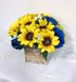 Sweet Home Deco Silk Sunflower Rose Babysbreath Wedding Bouquet in Yellow/Blue - Bridal and Bridesmaid