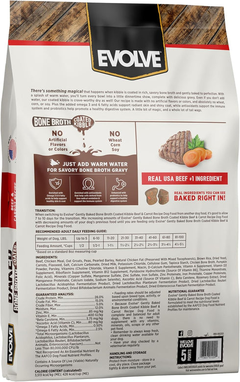 12lb Evolve Gently Baked Bone Broth Coated Beef & Carrot Kibble