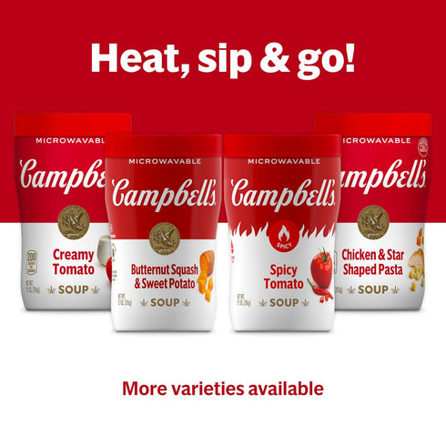 11.1 oz (8 Pack) Campbells Sipping Soup, Butternut Squash and Sweet Potato Soup, Microwavable Cup
