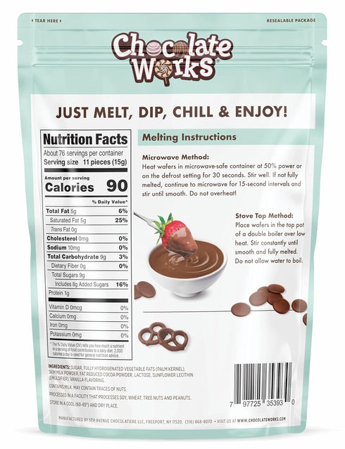 2.5lb (Pack 1) Chocolate Works Milk Chocolate Melting Chocolate Wafers