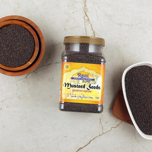 42oz (2.7lbs) 1.22kg Rani Black Mustard Seeds Whole Spice (Kali Rai) Bulk PET Jar ~ All Natural | Gluten Friendly |
