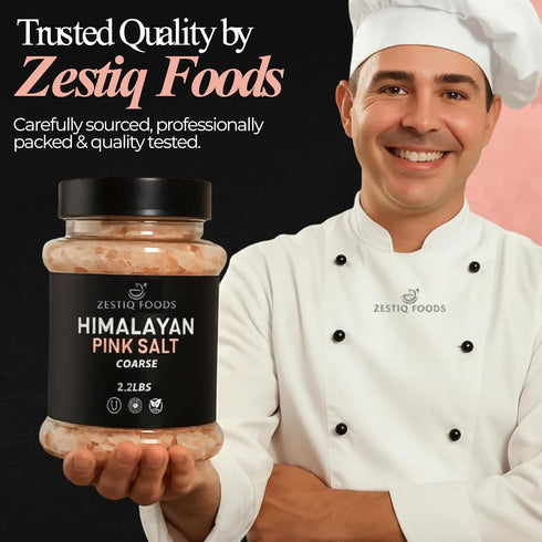 2.2 lb 84 Zestiq Foods Himalayan Pink Salt Natural, Kosher & Unprocessed Coarse Grain, Jar, Rich in Minerals