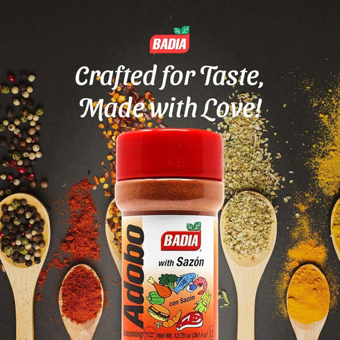12.75 oz Badia Adobo with Sazon (Adobo con Sazon) All Purpose Seasoning, Flavorful Latin Blend for Meats, Rice