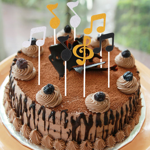 72 Pieces Glitter Music Notes Cupcake Toppers - Cake Toppers Picks for Food, Fruit, Birthday Party Decoration