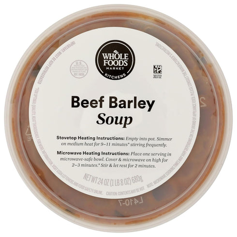 WHOLE FOODS MARKET KITCHENS 24 OZ Beef Barley Soup