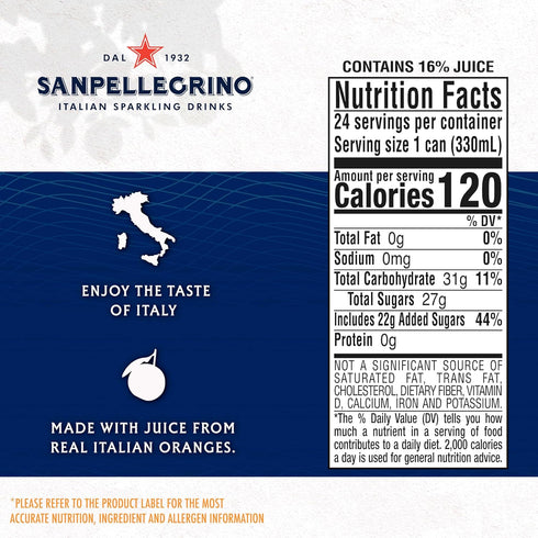 6 Count(Pack 4) Sanpellegrino Italian Sparkling Drink Aranciata, Sparkling Orange Beverage