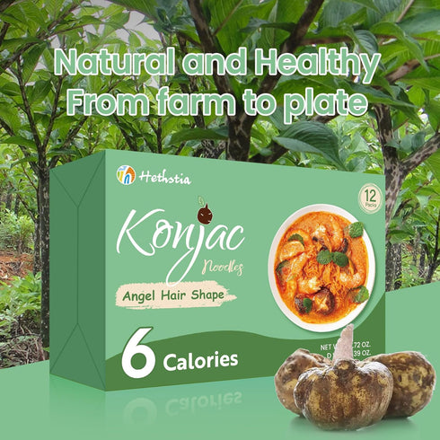Hethstia Konjac Noodle Soup Cups & Angel Hair Shirataki Pasta Bundle Low Calorie Vegan Konjac Noodles for Instant Meals