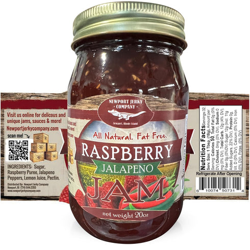 NEWPORT JERKY COMPANY All Natural Gourmet Raspberry Jalapeno Jam | Classic Spread for Burgers, Sandwiches,