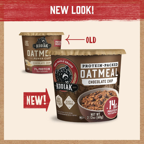 2.12oz (Pack 12) Kodiak Cakes Instant Protein Chocolate Chip Oatmeal in a Cup