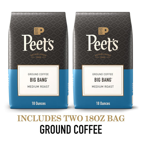 36 2 Peet's Coffee Medium Roast Ground Coffee | Big Bang | Ounces | Bags
