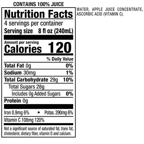 100% 32 oz Mott's Original Apple Juice, fl bottle