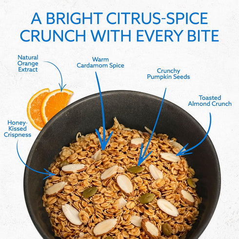 100% 10oz (3-Pack) Greek Goddess Gourmet Cardamom Citrus Granola with Almonds, Pumpkin Seeds, Wildflower Honey, Orange