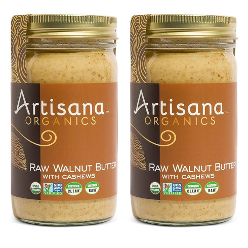 Artisana Organics Raw Walnut Butter with Cashews (2-Pack), 14oz Jars | No