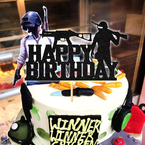 Video Game Happy Birthday Cake Topper, Funny Level Up Cake Decor for Game Controller Party Supplies