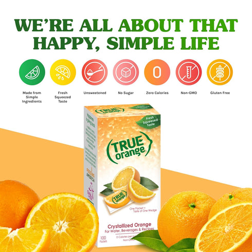 TRUE ORANGE Water Enhancer, Bulk Dispenser Pack - 100 Count | Zero Calorie Flavoring for Water & Recipes