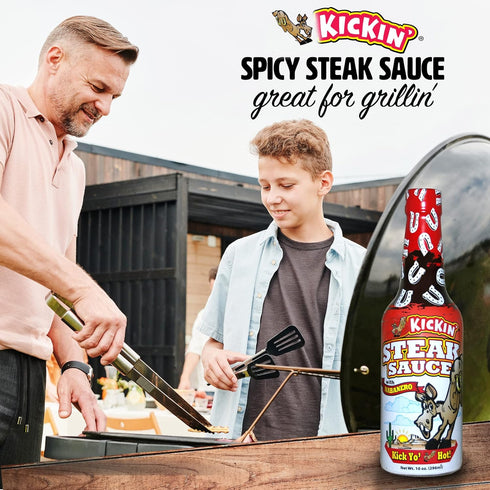 Kickin' Spicy Steak Sauce with Habanero, 10 oz - Premium Gourmet for Hot Sauce Fans