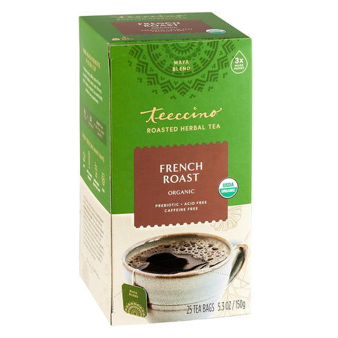 Teeccino French Roast Herbal Tea, 25 Tea Bags, Rich & Roasted, Caffeine Free & Prebiotic