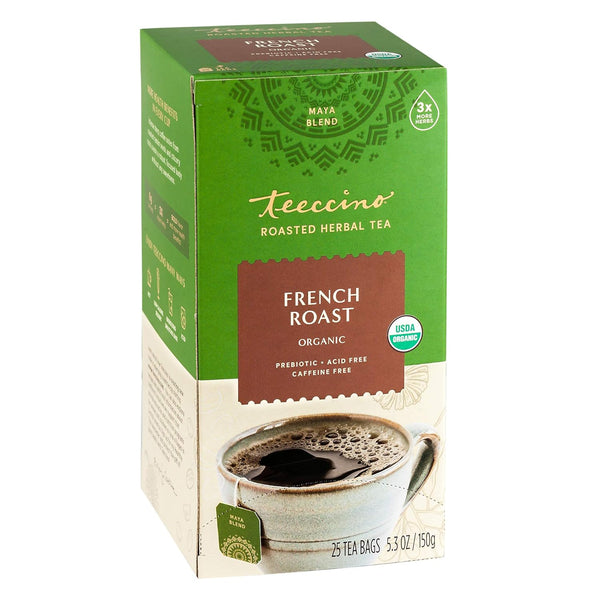 Teeccino French Roast Herbal Tea, 25 Tea Bags, Rich & Roasted, Caffeine Free & Prebiotic