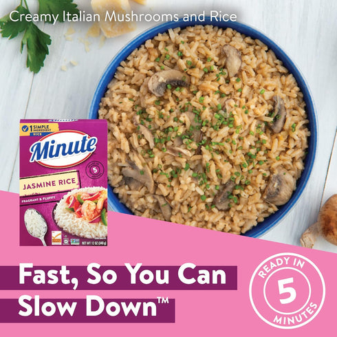 12 (Pack 2) Minute Jasmine Rice, Instant Jasmine Rice for Quick Dinner Meals, Ounce Box