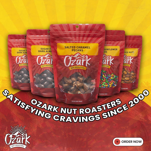 OZARK (7 oz) NUT ROASTERS, Salted Caramel Cashews, Flavored Snack Nuts, Gluten-Free Gourmet Candied Cashews, Blend