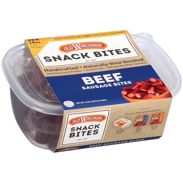Old Wisconsin Beef Sausage Snack Bites, Naturally Smoked, Ready to Eat, High