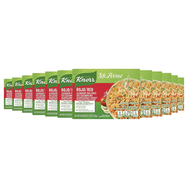 Knorr Mi Arroz Rice Seasoning Mix, 2.39 oz, 4 Count - Authentic Rojo/Red Flavor, Pack of 12
