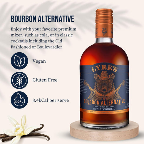 23.7 Oz (700mL Lyre's American Malt Premium Non Alcoholic Spirits, Mocktails & Nonalcoholic Drinks, Bourbon Style, Fl