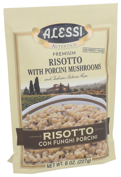 8oz Pack 1) Alessi Autentico, Premium Seasoned Risotto, Italian Arborio Rice, Easy to Prepare, (Porcini Mushroom