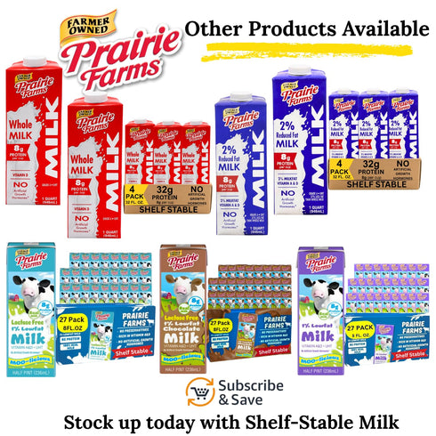 Prairie Farms Dairy 1% 8oz. (27 Pack) (8 Oz, Prairie Farms - Chocolate Lactose Free Milk, Shelf Stable Low Fat Milk