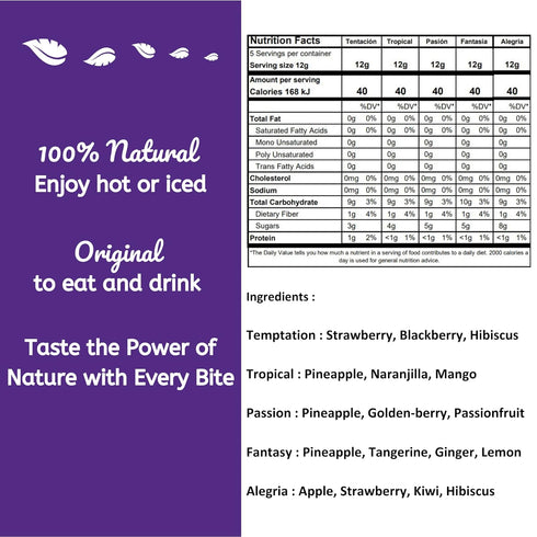Alibú Dried Fruit Tea Infusions, Variety Pack, Certified Vegan, 100% Natural, Hot or Iced, Caffeine Free