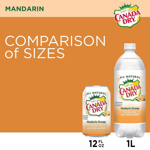 12 8 Count Canada Dry Mandarin Orange Sparkling Seltzer Water, Fluid Ounce Can