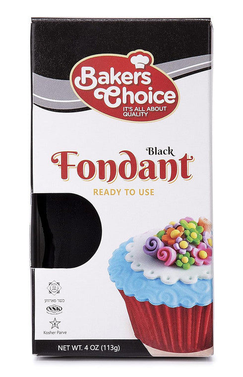 Baker's Choice Black Fondant Icing, 4 oz. Ready to Use Cake Decorating Frosting for Cakes, Cupcakes, and Cookies