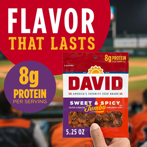 5.25 oz. DAVID Jumbo Sunflower Seeds, Sweet and Spicy Flavor