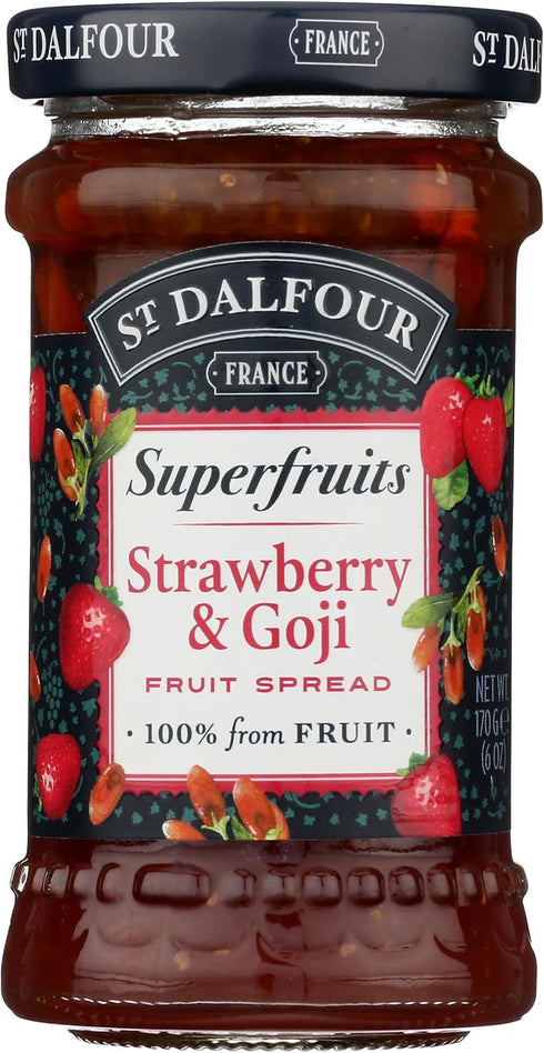 St Dalfour, Fruit Spread Superfruit Strawberry Goji, 6 Ounce