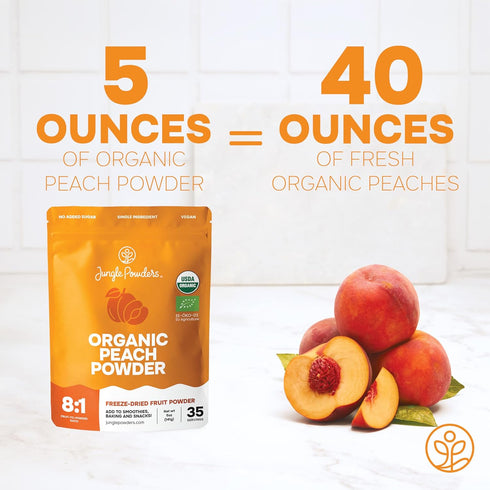 5 Jungle Powders Organic Peach Powder Ounce Bag Powdered Freeze Dried Peaches No Sugar Added Fruit Powder Peach