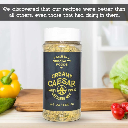 Dairy Free Creamy Caesar Dressing Mix by Farrell Specialty Foods – Vegan, 4.6 oz jar (130 g)