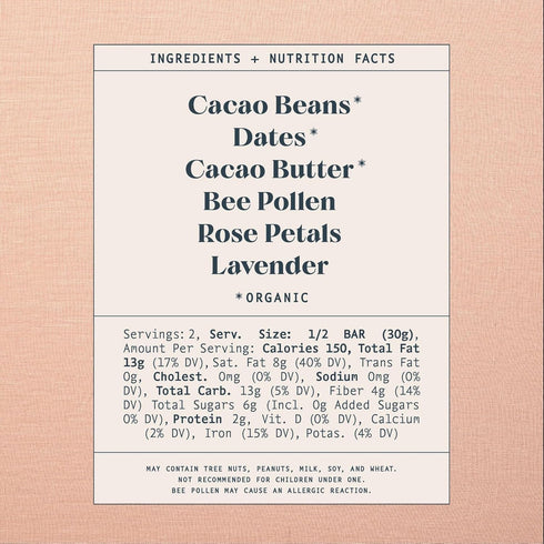Mulberry 3 Pack Spring & Dark Chocolate Bars Healthy Chocolate, Date-Sweetened - Lavender Rose