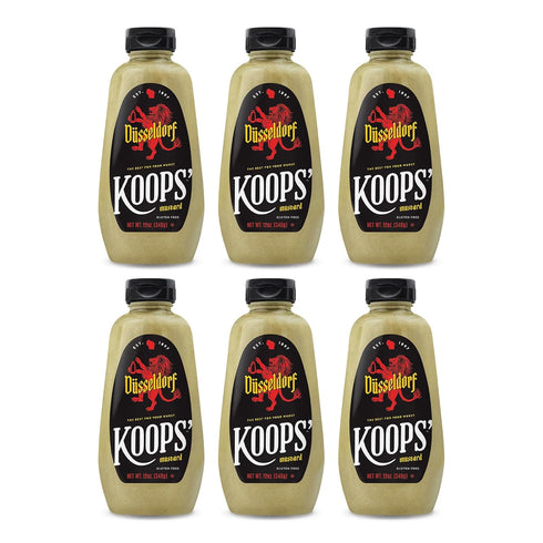 Koops' Dusseldorf Mustard German-Style Bratwurst Mustard, Gluten-Free, Kosher, Made in USA, From