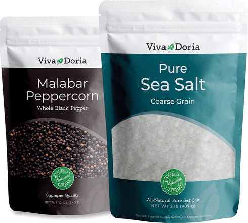 Viva Doria Malabar Black Peppercorns, Whole Black Pepper, Black Peppercorn, 12 Oz