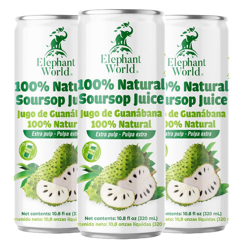 ELEPHANT WORLD 100% Natural Soursop Guanabana Juice 10.8 oz (Pack of 6), Soursop
