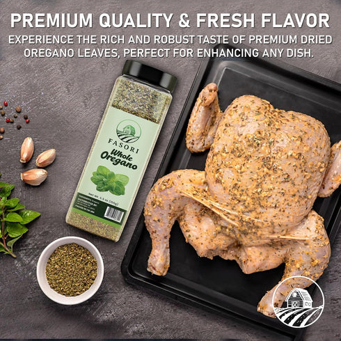 5.5 oz (156 Fasori Oregano Whole Leaves g) Premium Dried Oregano, Aromatic Mediterranean Herb for Italian Cooking