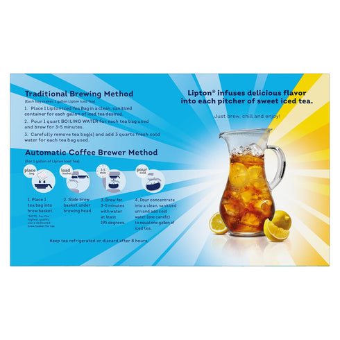 22-Count Lipton Southern Sweet Black Tea Bags Gallon Size Zero Calories Rainforest Alliance Certified Iced Tea for Hot