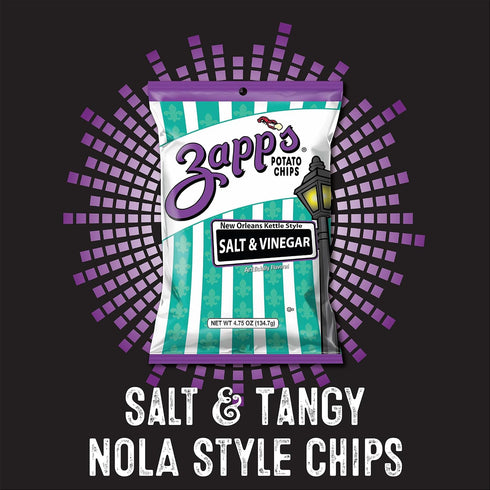 (2 oz 25 Count), Zapps New Orleans Kettle-Style Potato Chips Salt and Vinegar Flavor Bags, Crunchy Chips with a Spicy
